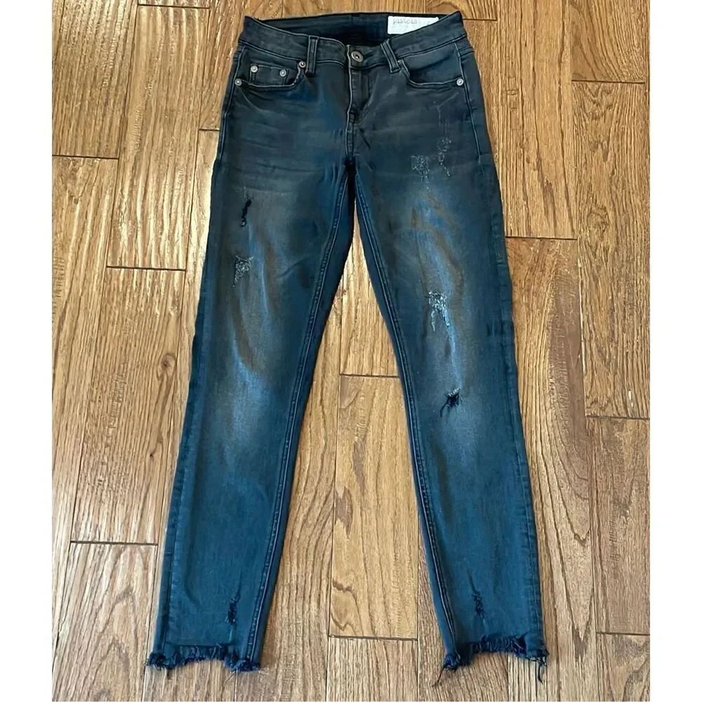Pistola Audrey mid rise distressed grey skinny jean 24 - Picture 13 of 13